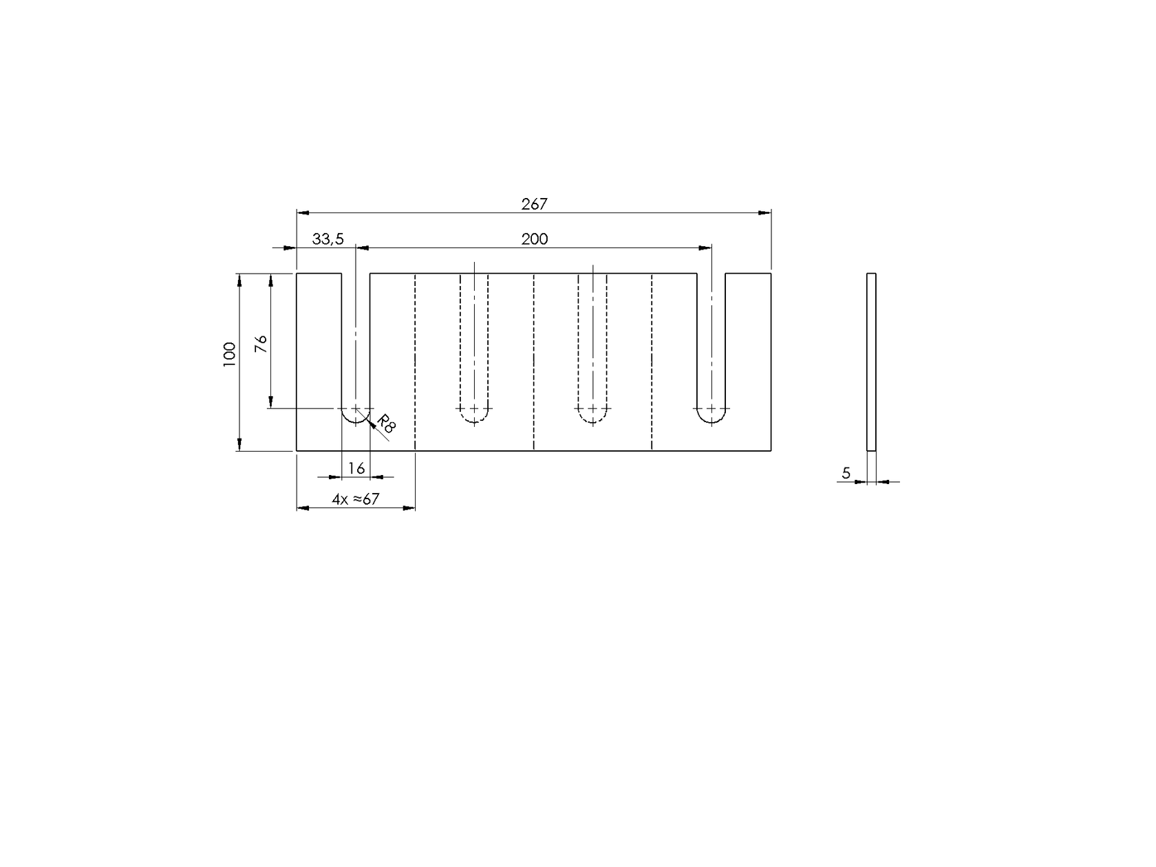 Top mount - glass drainage profile
