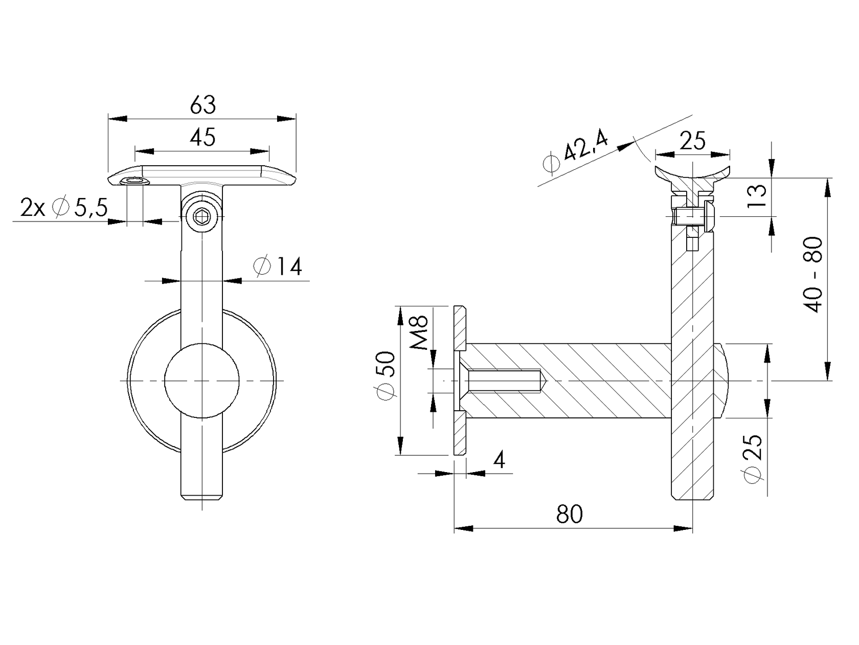 Wall handrail bracket