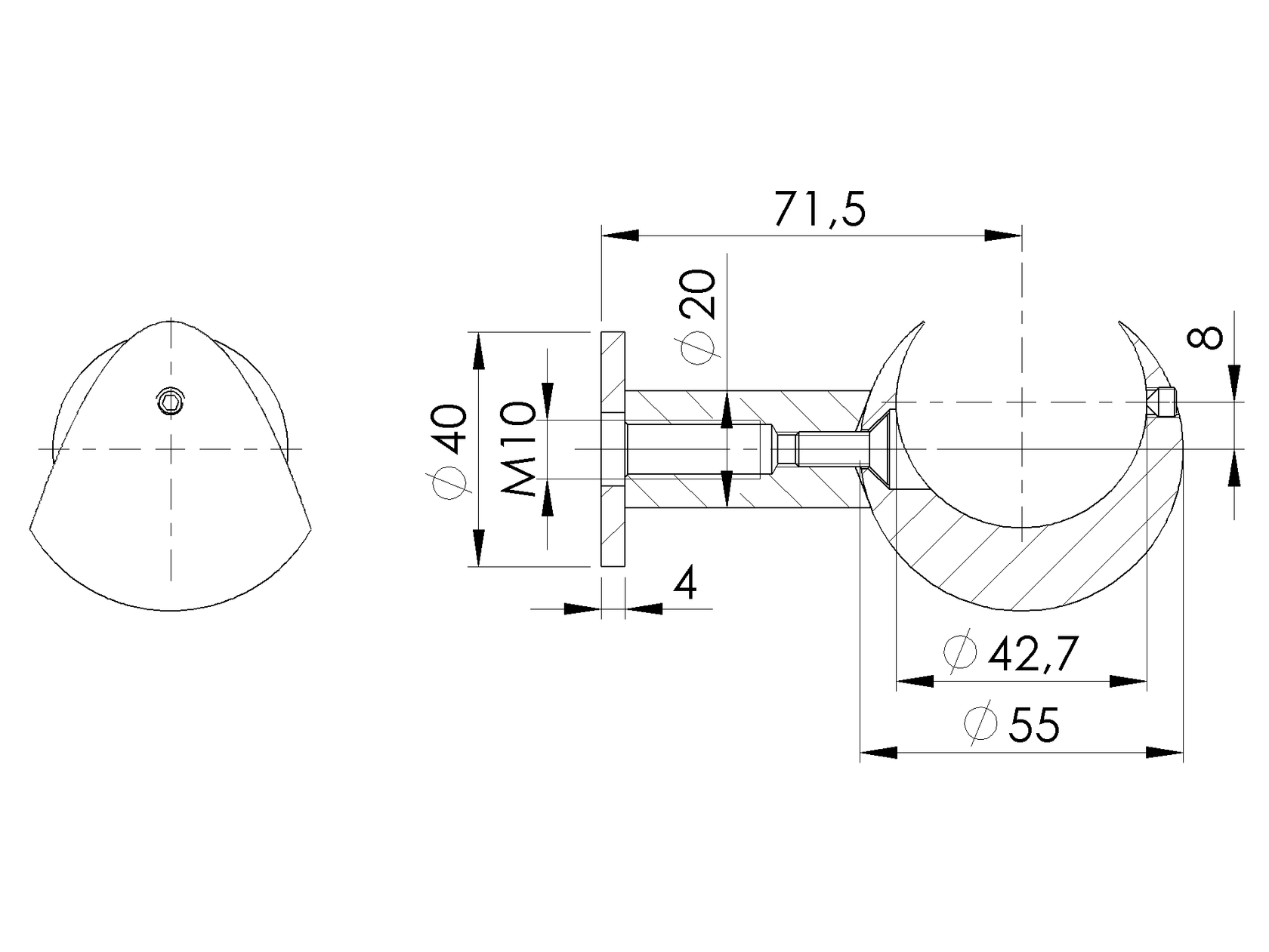 Handrail brakcet for walls - C