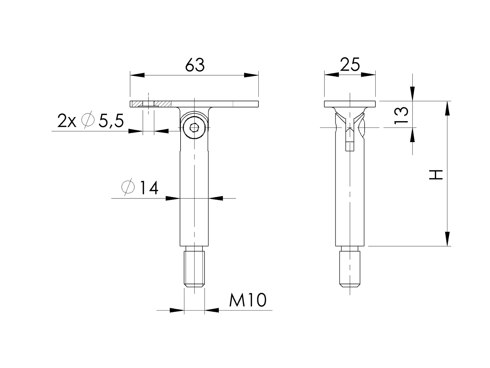 Adjustable handrail bracket