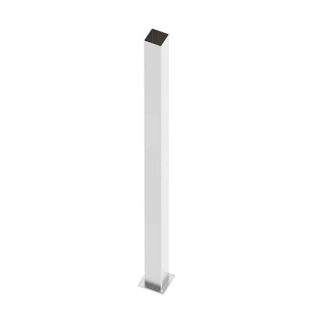 Palo in acciaio inox 100x100-2000 con piastra di ancoraggio - Naturale