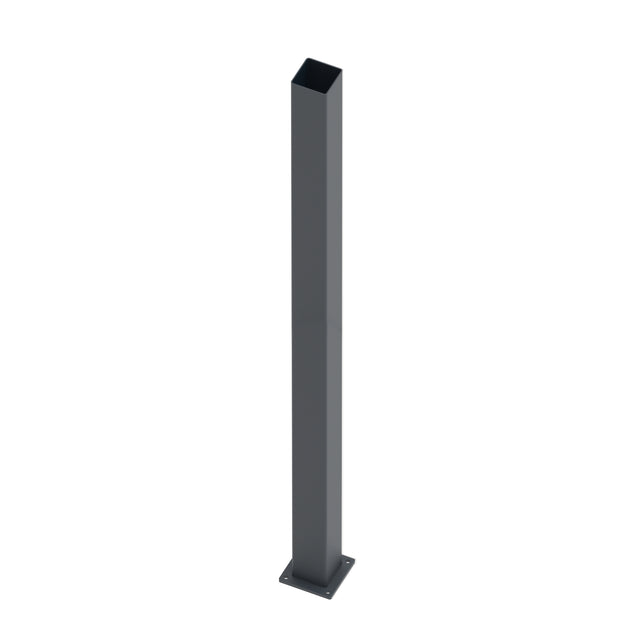 Palo in acciaio inox 100x100-2000 con flangia di fissaggio - Antracite RAL 7016