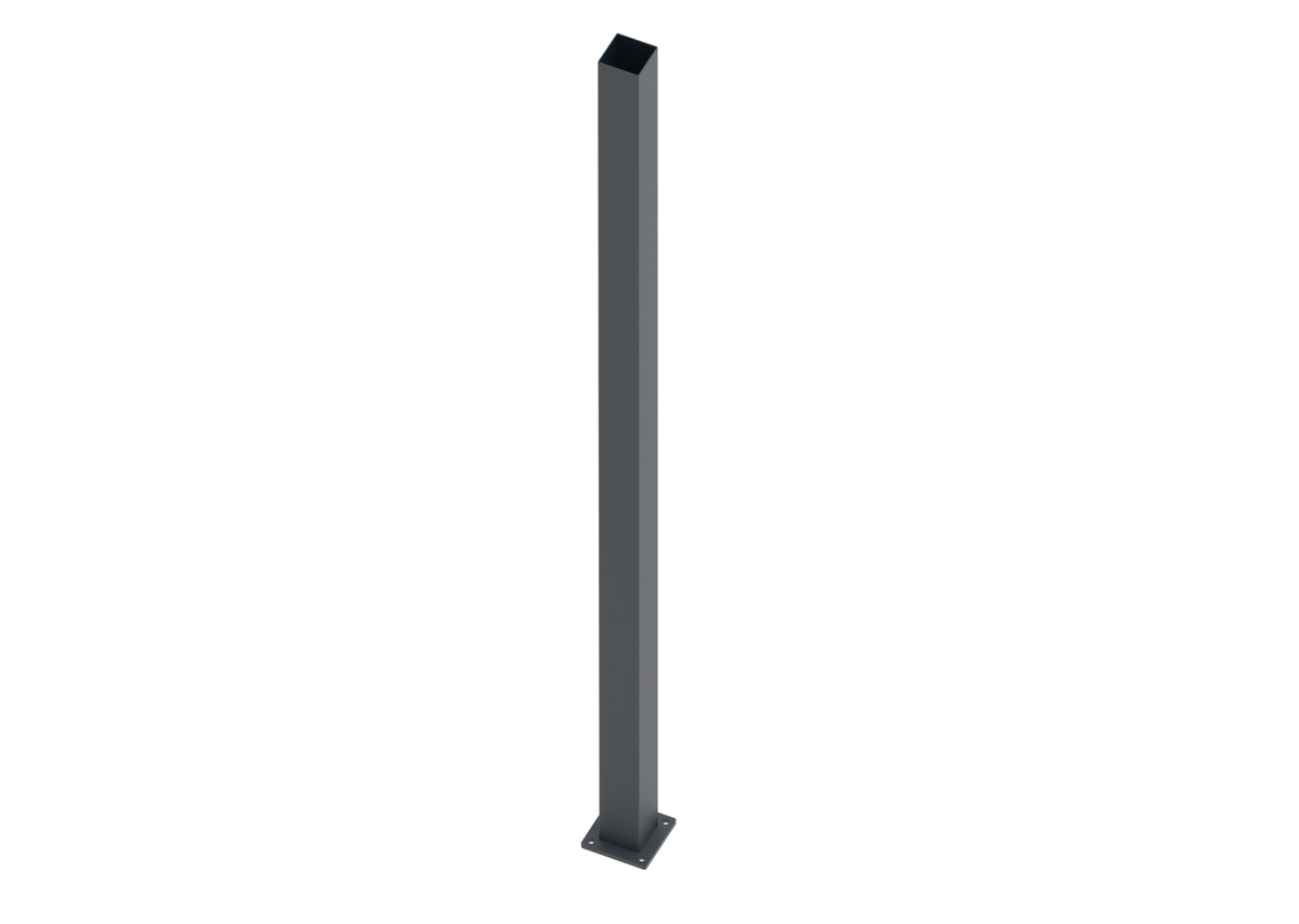 Palo in acciaio inox 80x80-2000, con flangia di ancoraggio, Antracite RAL 7016