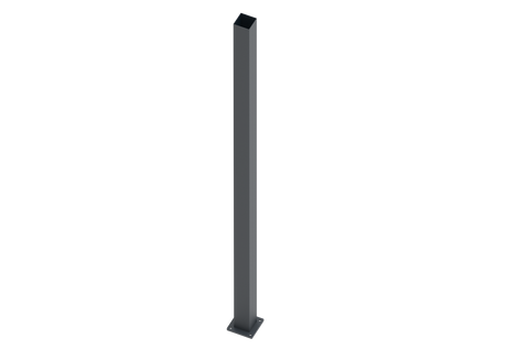 Palo in acciaio inox 80x80-2000, con flangia di ancoraggio, Antracite RAL 7016