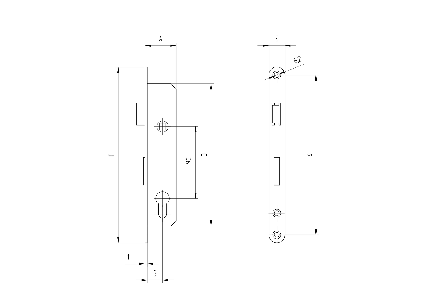 Cylinder lock for JP profile 40x40mm