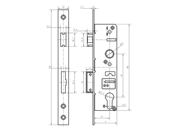 lock K431 for cylinder insert for JP 50x30mm AISI304