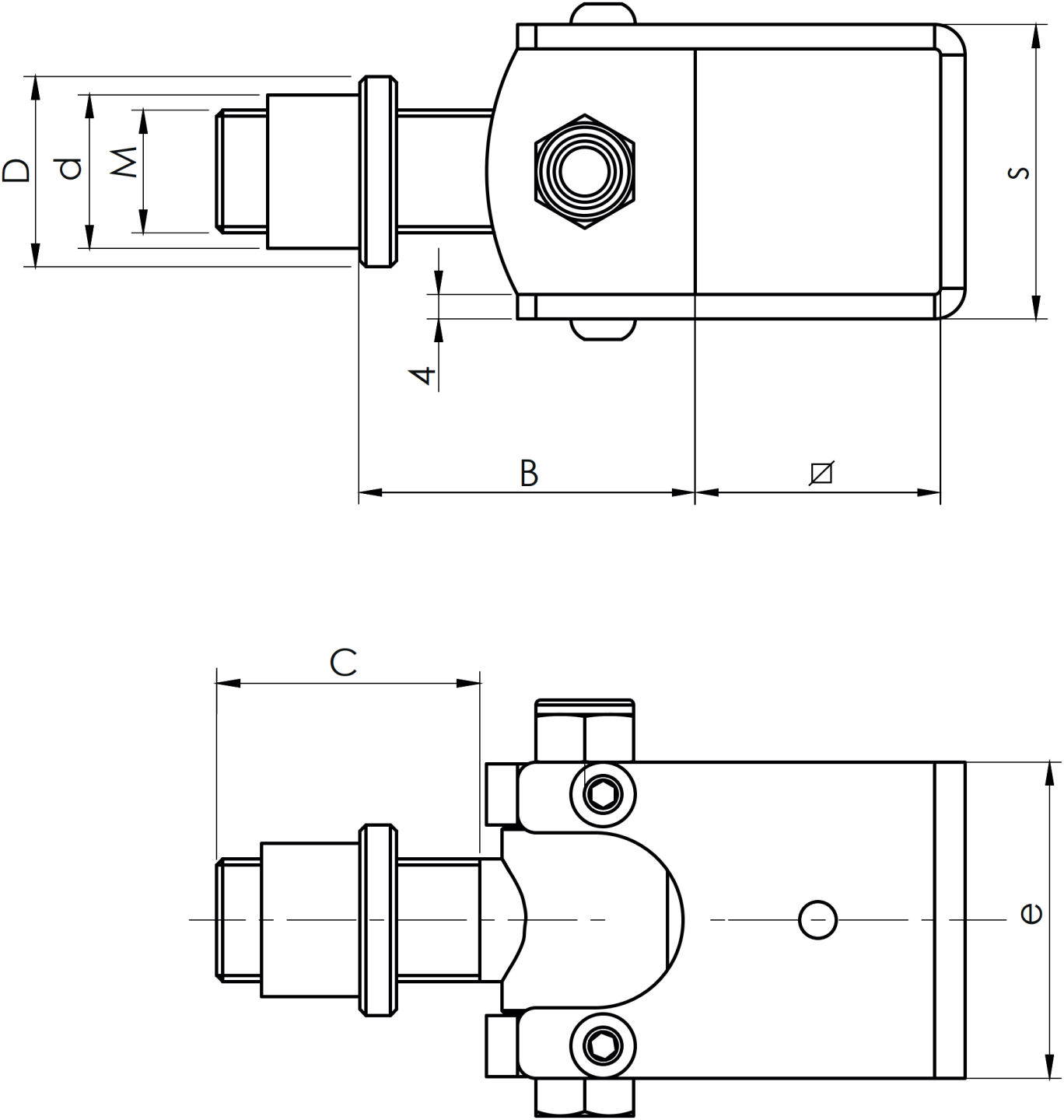 Adjustable hinge with weldable plate, Zn, M20