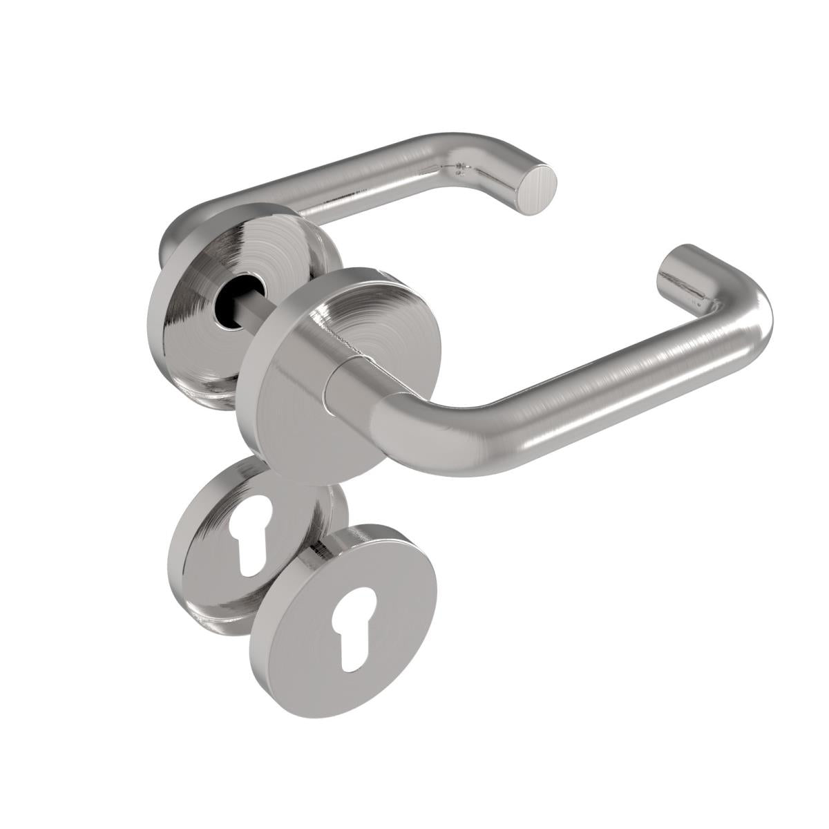 Door handle with plate, pair AISI 304, K320