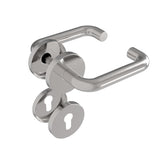 Door handle with plate, pair AISI 304, K320