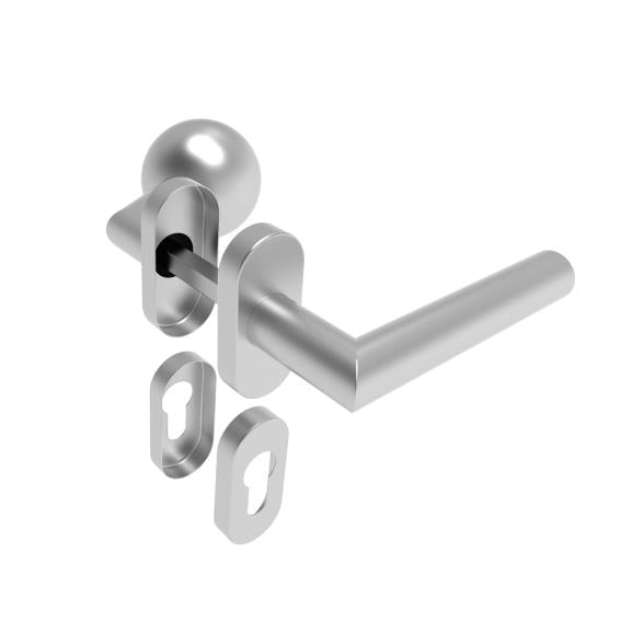 Door handle with plate, pair AISI 304, K320