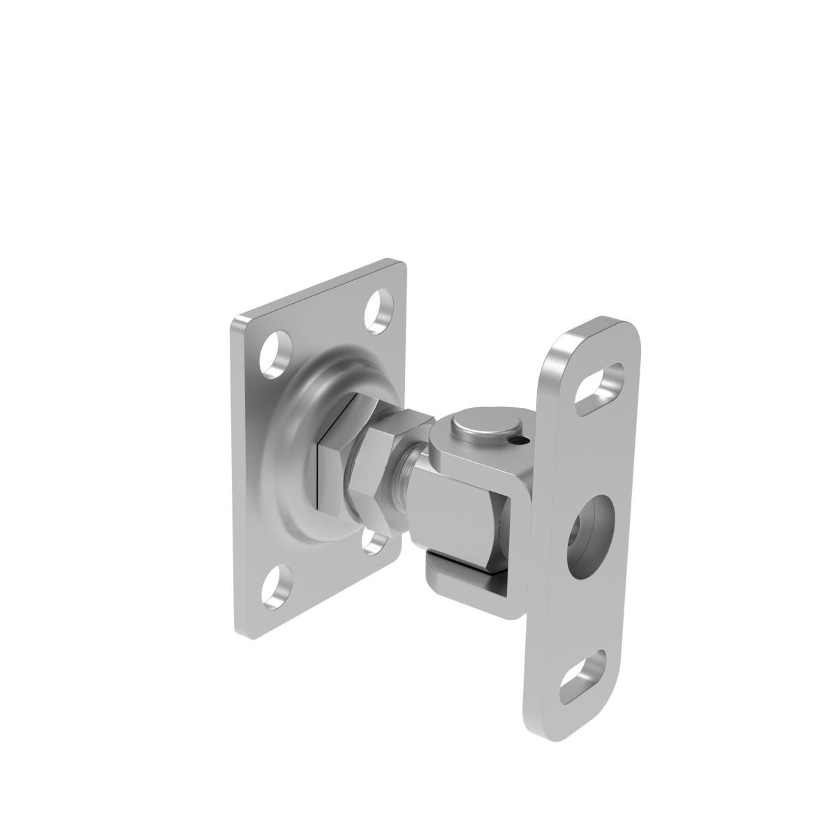 Adjustable hinge with anchoring flange, INOX, M16