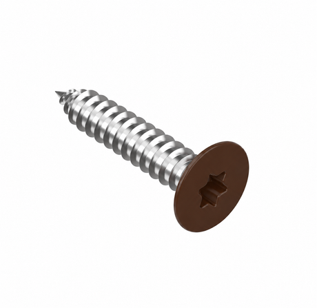 Sheet metal screw with countersunk head-TORX, stainless steel, brown