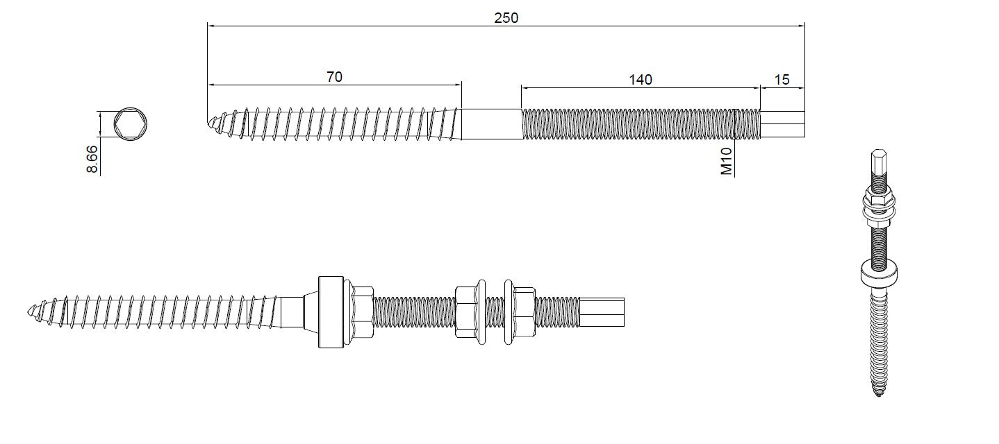 L-bracket for hanger bolt