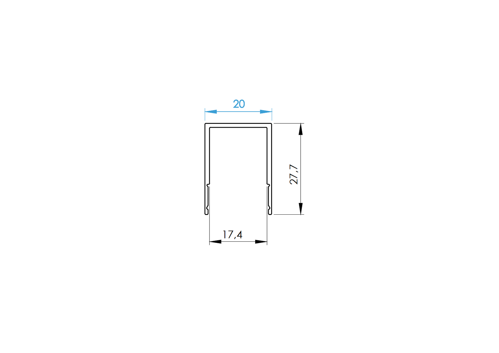 Aluminum top finishing strip FG/F20 filling