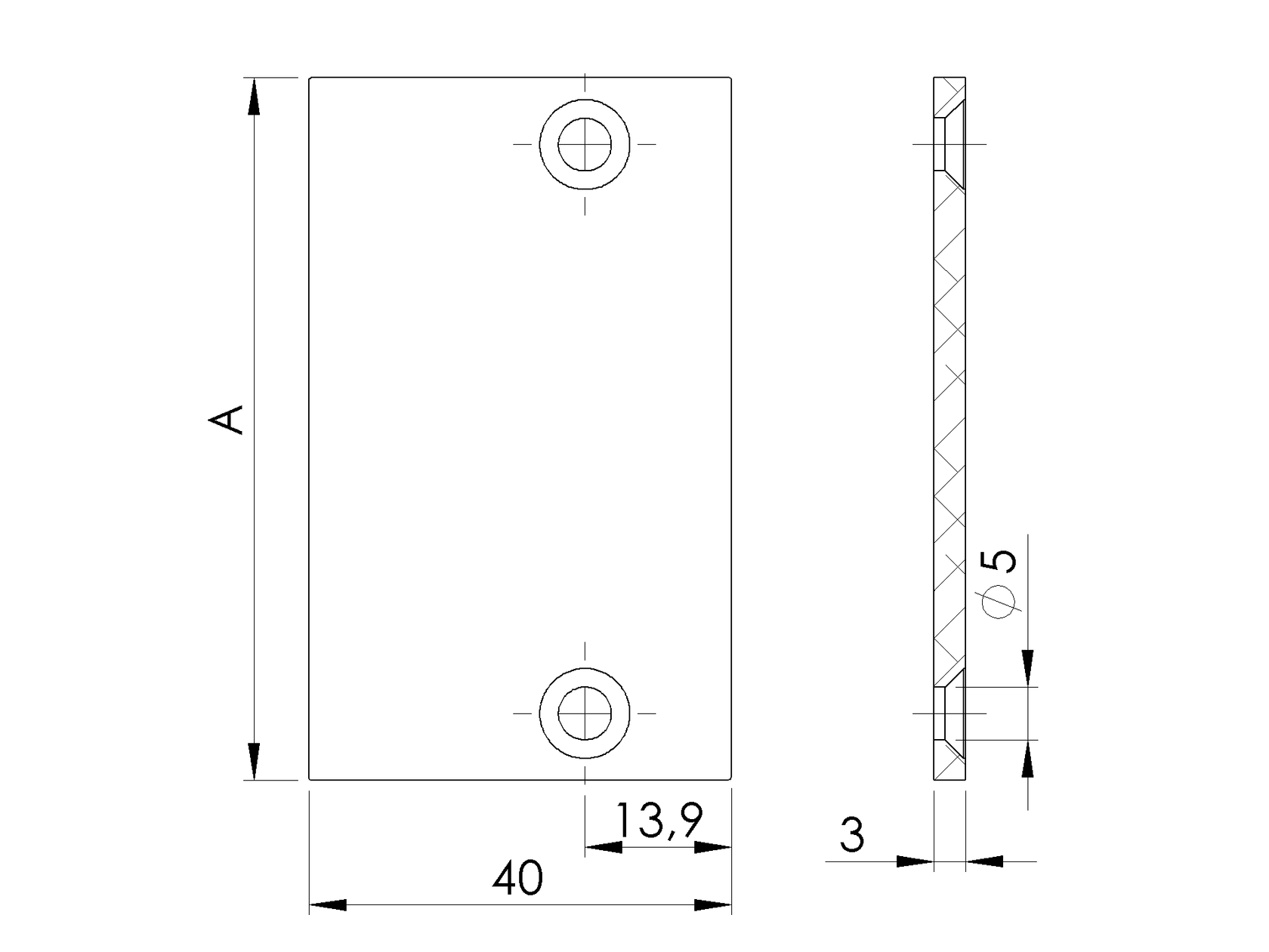 Aluminum adapter cover for blinds 66x40 R7016
