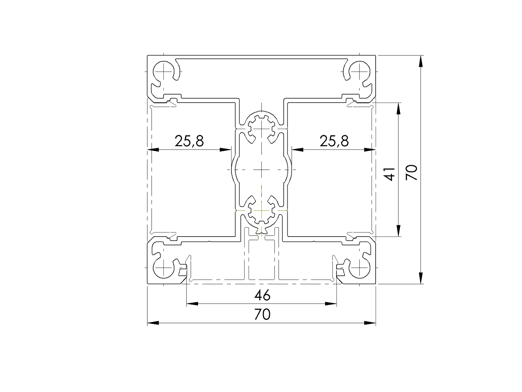 Aluminum fence post 70x70 for slat fillings - 6000mm R7016