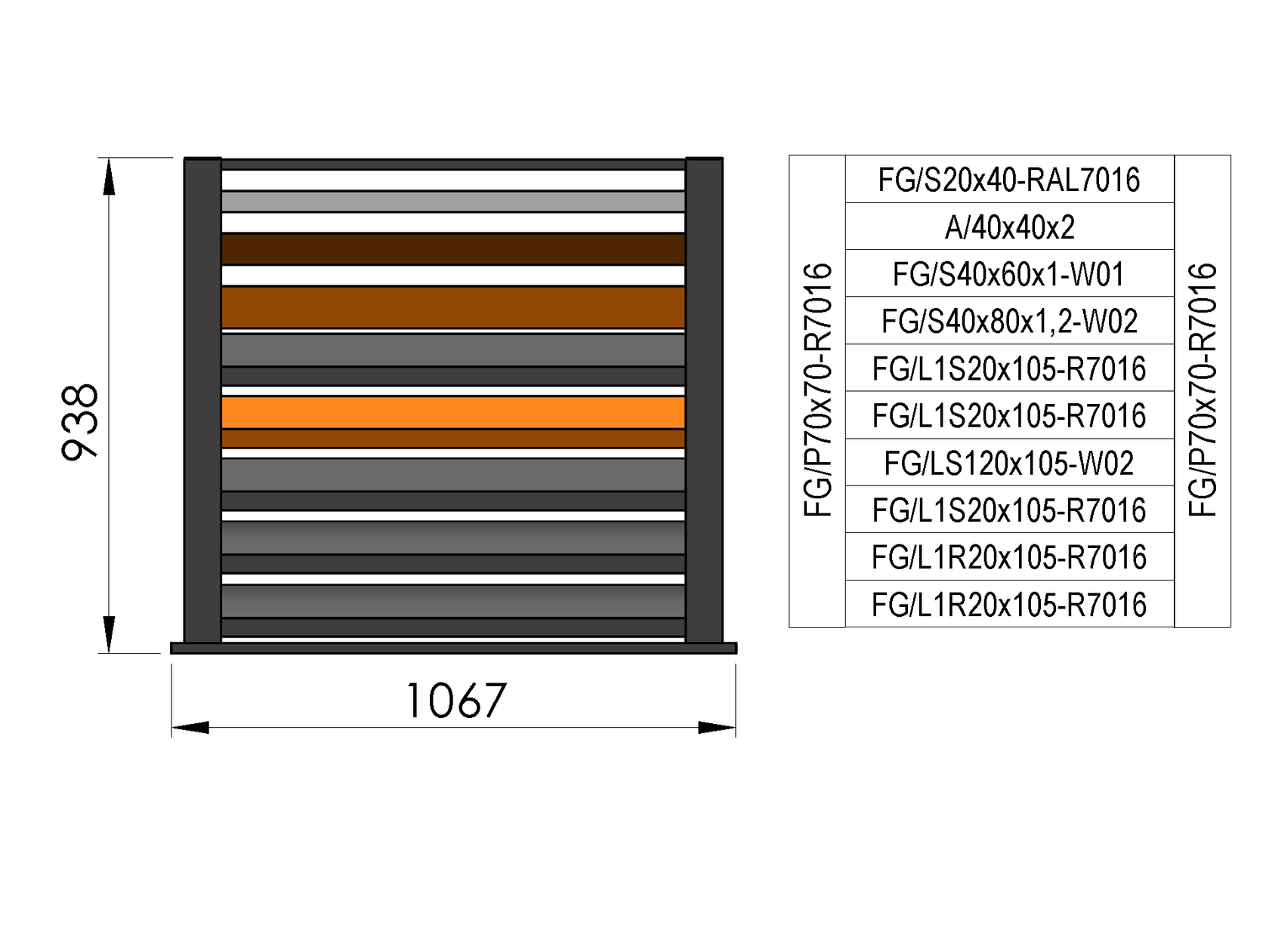 1x0,9m freestanding fence sample