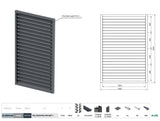 Set sistema basculante orizzontale in plastica nera 1,86x1,34 m con riempimento AL Antracite 20x95 da 1,2 m, in telaio A