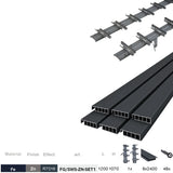 Set Sistema basculante orizzontale in acciaio zincato antracite 1,07 m con riempimento in alluminio antracite 1,2 m 20x9