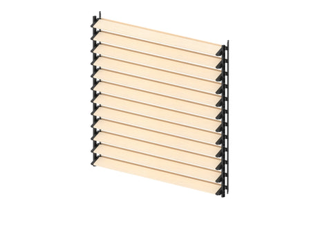 Set Black Aluminum Horizontal Tilting System 1.09 m with 1.2 m Pine Wood Infill 19x95