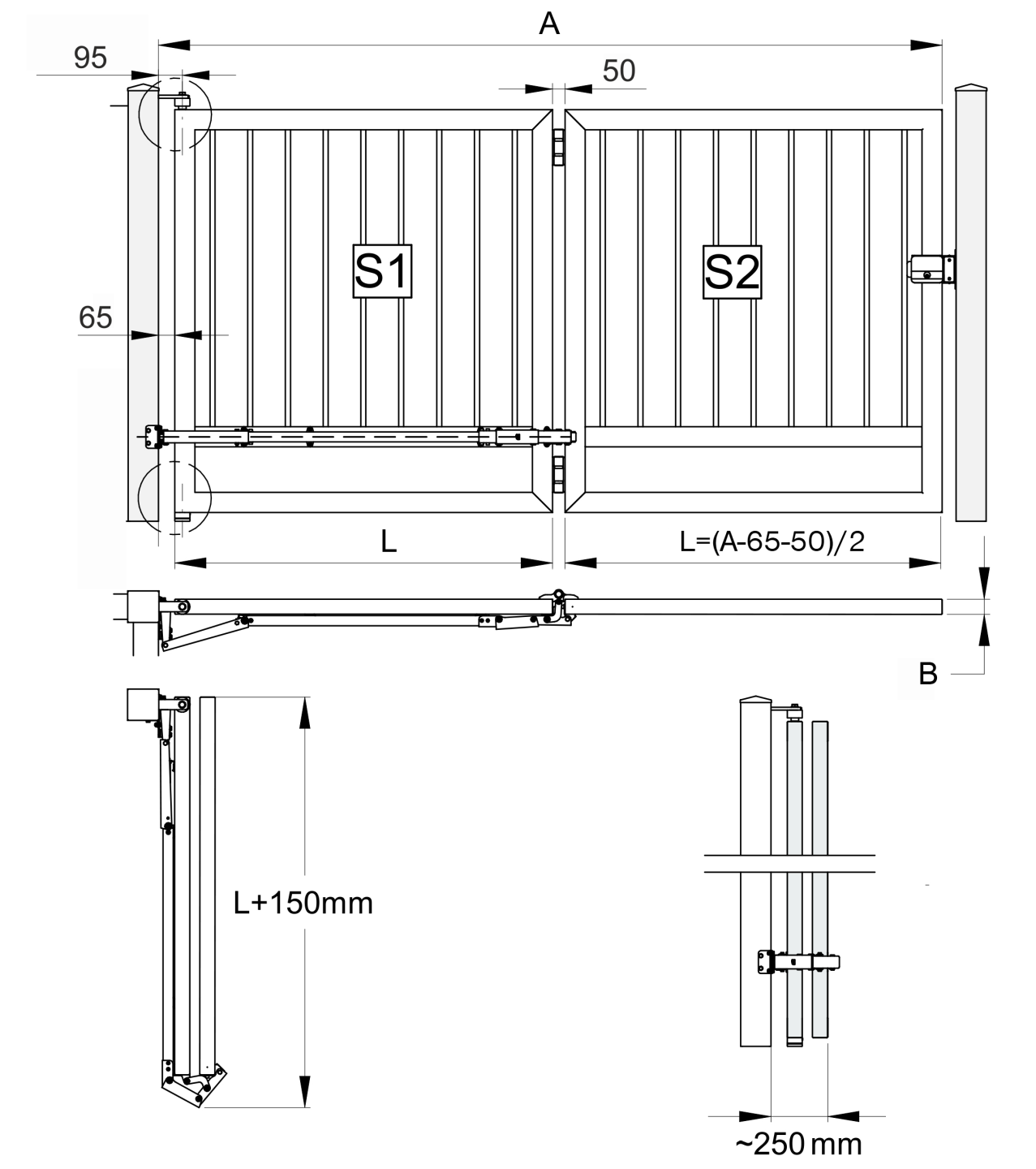 Folding mechanism for swing gates