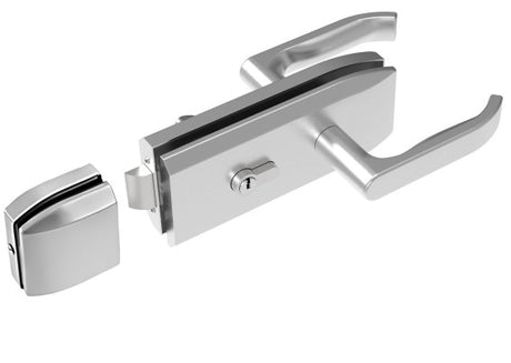 Lock for glass door inox + counterpart