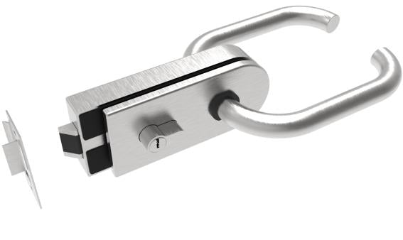 Glass door handle with lock PZ type