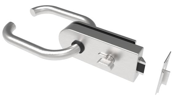 Glass door handle with lock PZ type