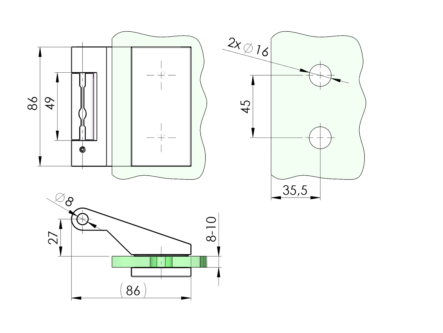Stainless steel hinge for glass doors office