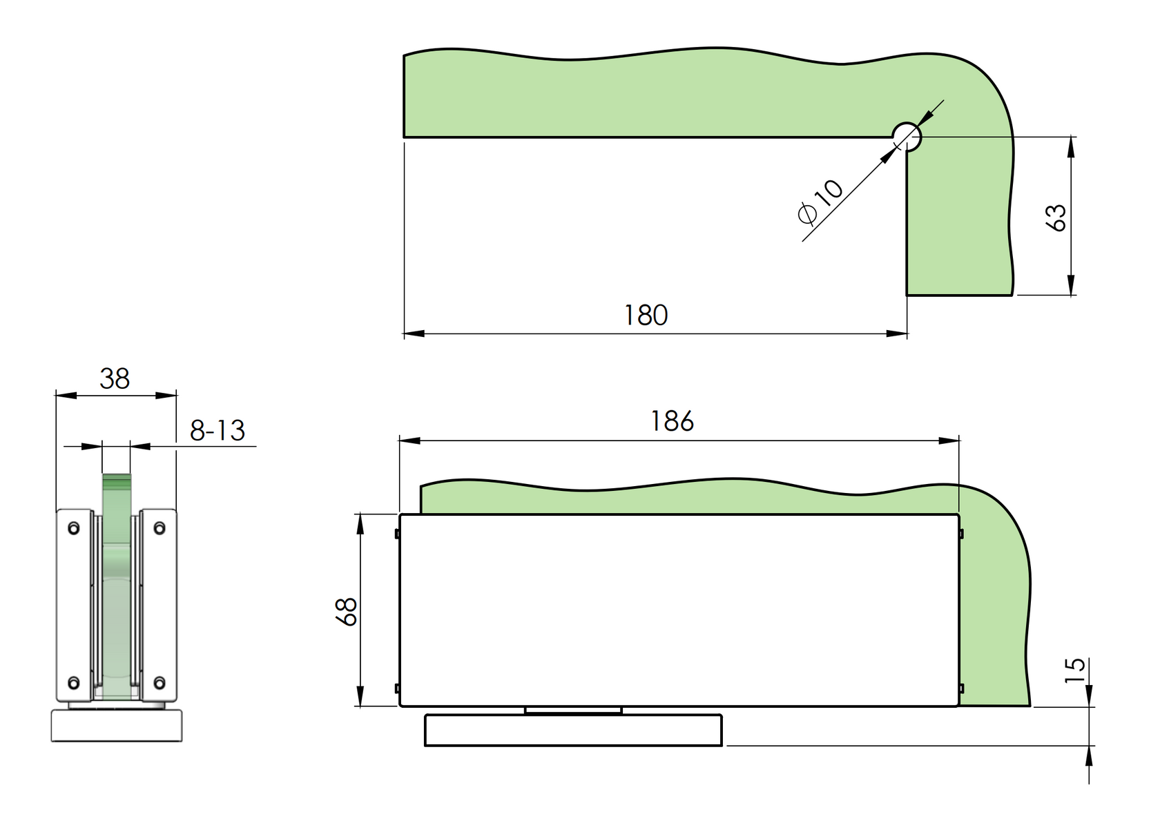 Hydraulicky samozatvárač AISI304, 190x70