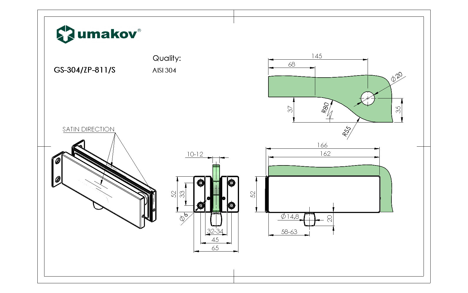 Upper hinge AISI 304