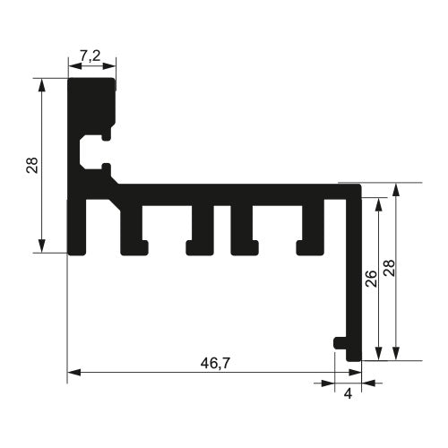 Door frame profile for glass door "Z"