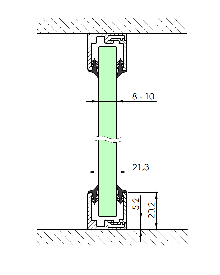 Aluminum profile AL-Elox 20x21mm