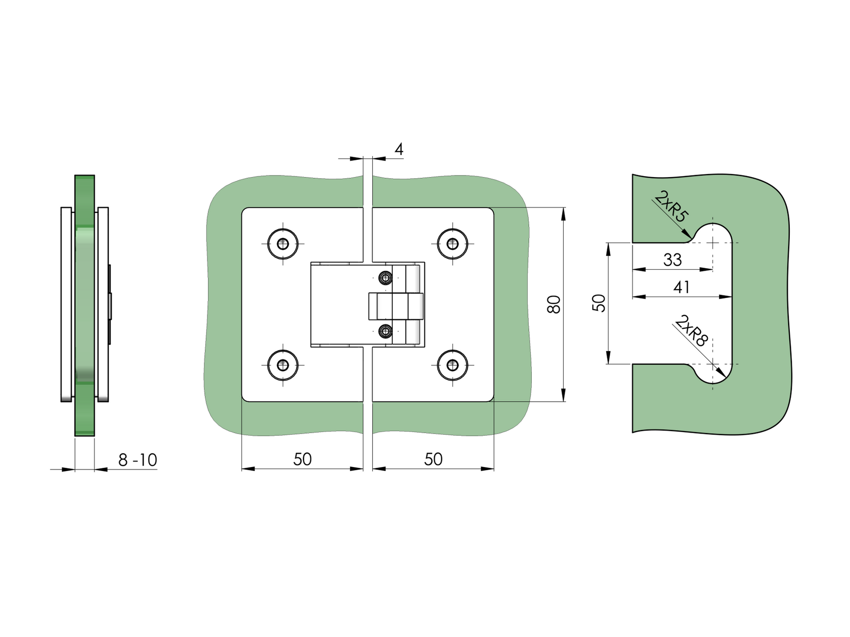 Hinge for glass door Ms flex
