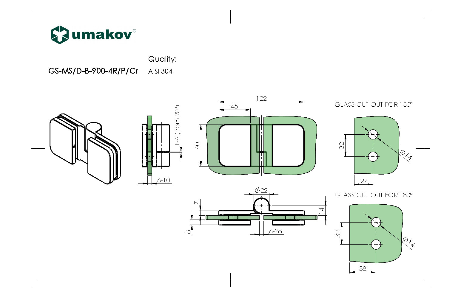 Hinge for glass shower door