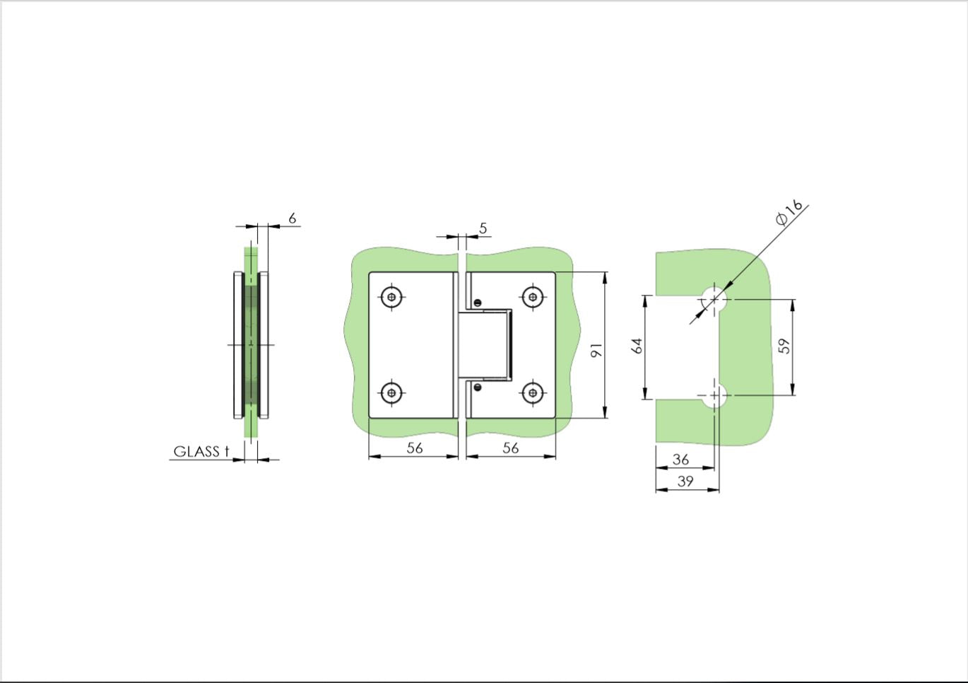 Hinge for glass door Ms flex