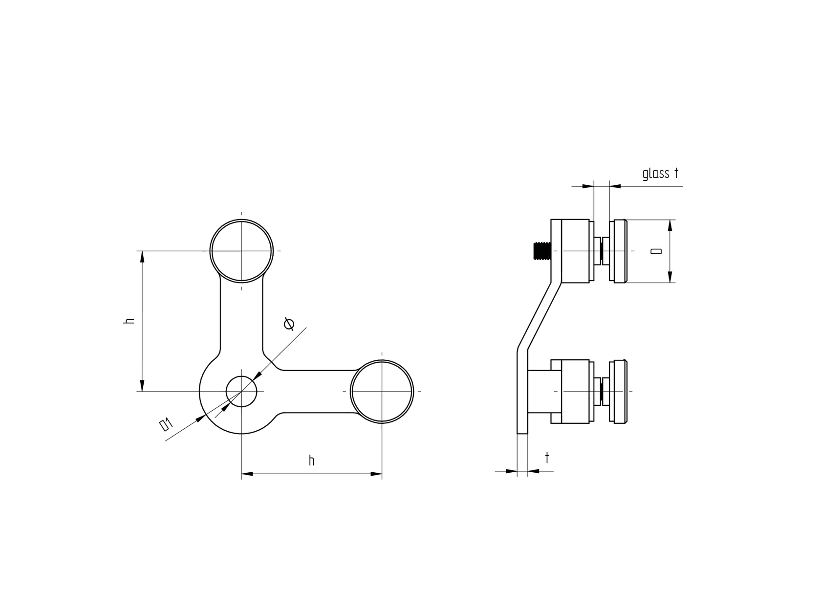Spider (facade glass holder), 2xD30mm/90°
