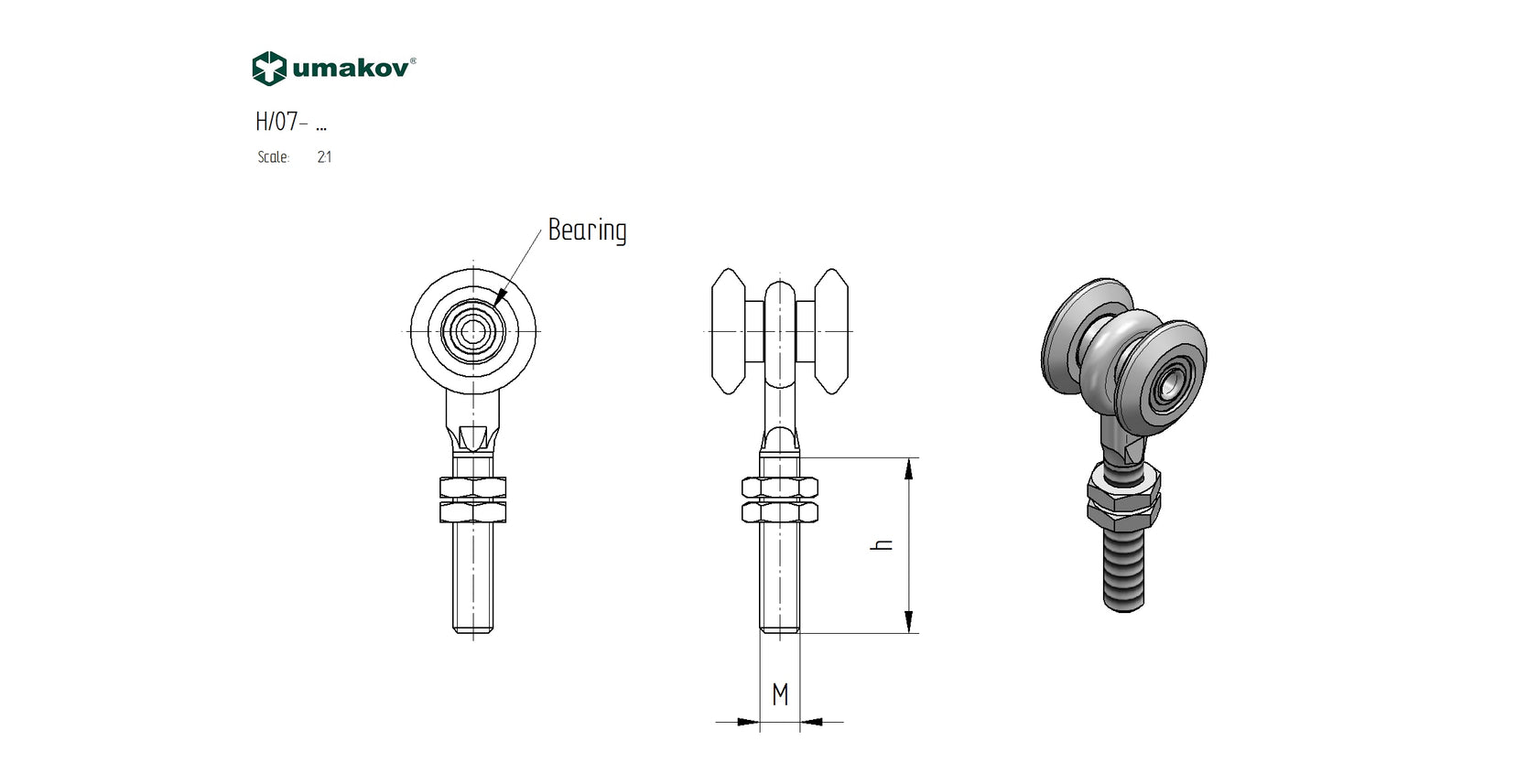 Gate roller track Zn, profile 42x54mm