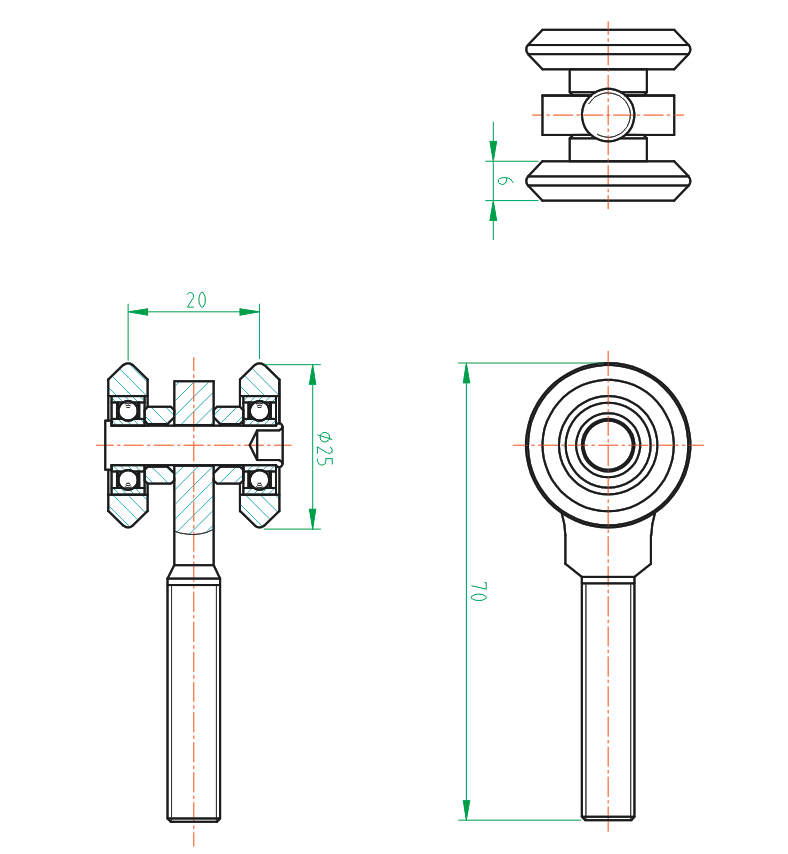 Doubleround hanging Zn, profile 33x34mm
