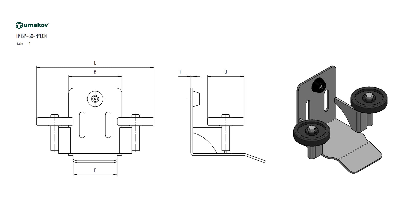 Cantilever Gate End Stop Zn, profile 80x80mm