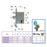Lock for sliding gates with counterpart Zn 72x40mm