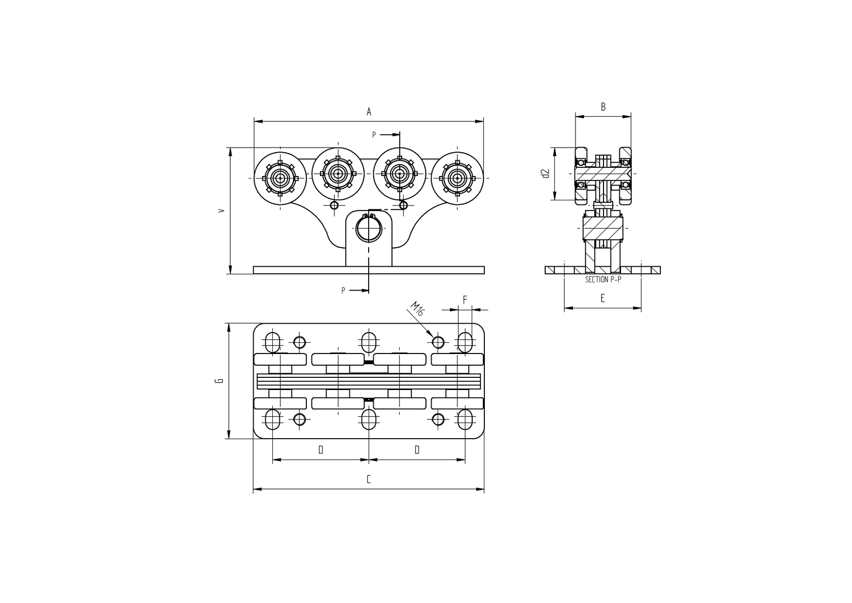 Cantilever gate carriage Zn, profile 136x142mm