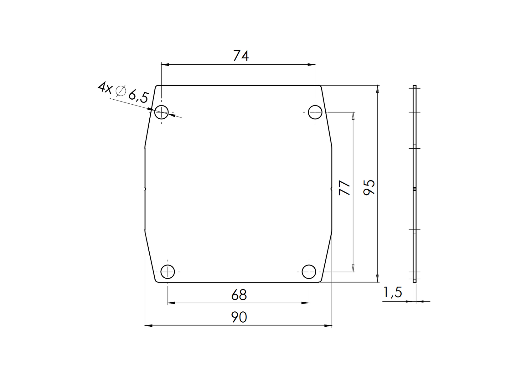 Krytka profilu Zn, profile 90x95mm, čierna