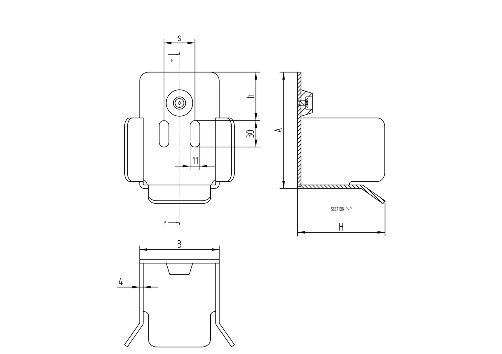Cantilever Gate End Stop Zn, profile 94x85, 90x95mm
