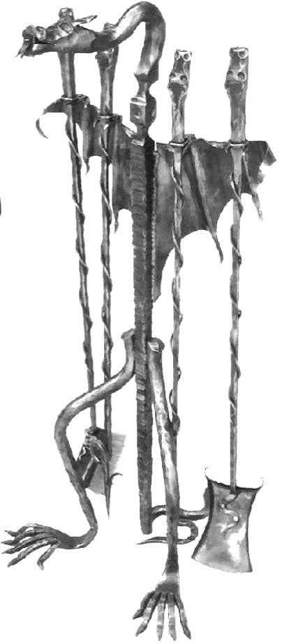 Kozubová súprava-DRAK h1000mm, Fe, varnish