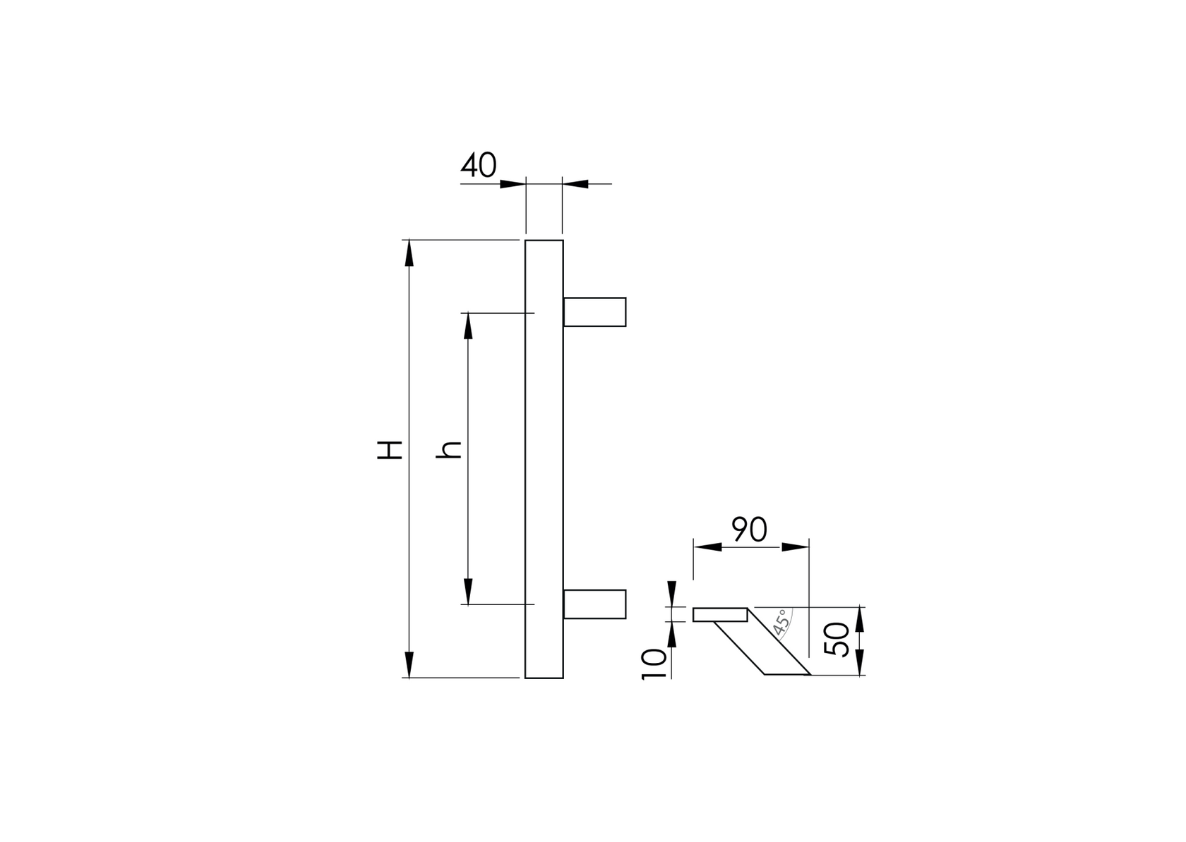 Pull handle - brushed AISI304, K320 45°