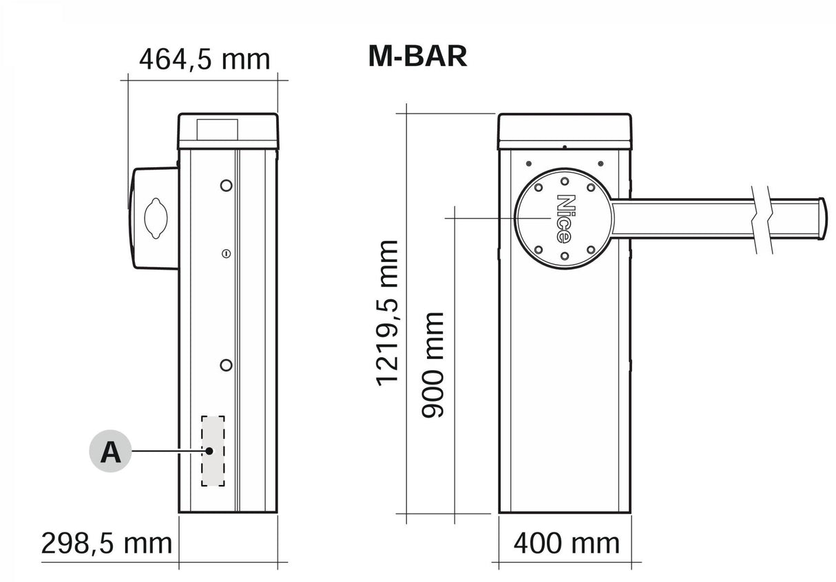 Barrier with electronics 24V, up to 3m