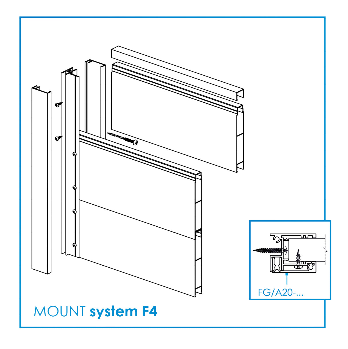 Aluminum top finishing strip FG/F20 filling