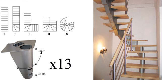 Staircase SEGMENT V 2640-2400mm, set 13x segment