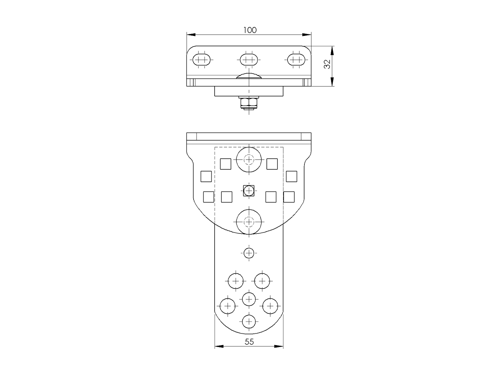 Zadna konzola pre krídlový pohon